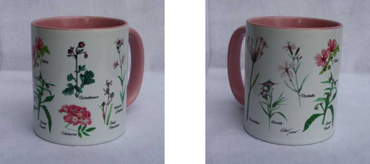 Tasse rosa Blütenpracht